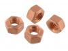 Paruzzi number: 1107 Copper plated self-locking hex nuts M8 (4 pieces)
Thread size: M8 X 1.25 
Wrench size: 13 mm 
